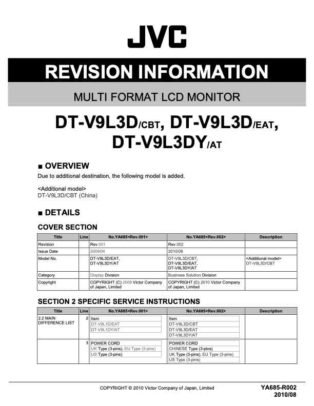 JVC DT-V9L3D technical manual preview