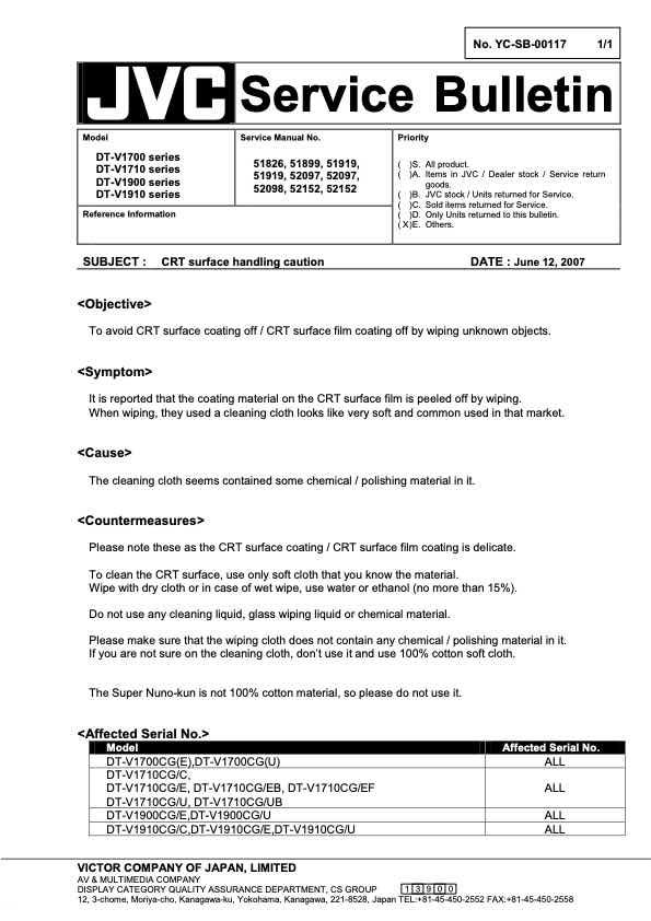 JVC DT_V1700 technical manual preview