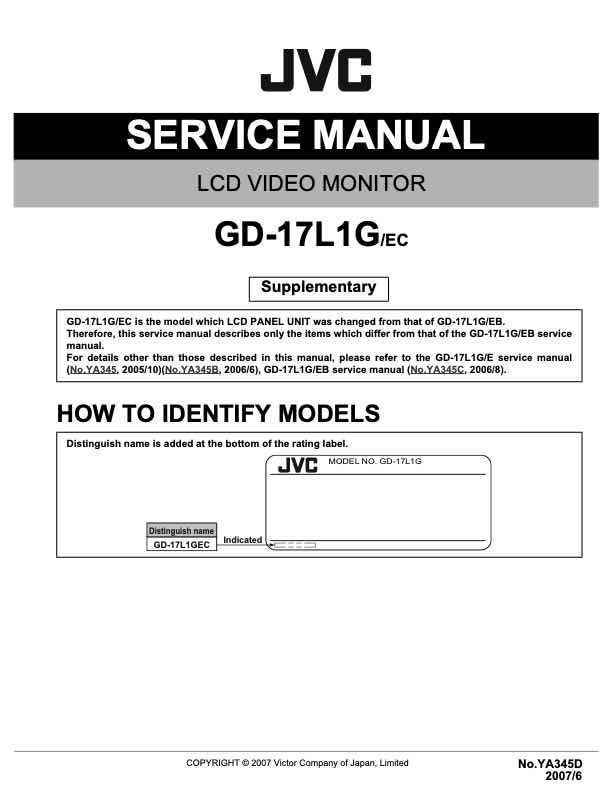 JVC GD-17L1G technical manual preview