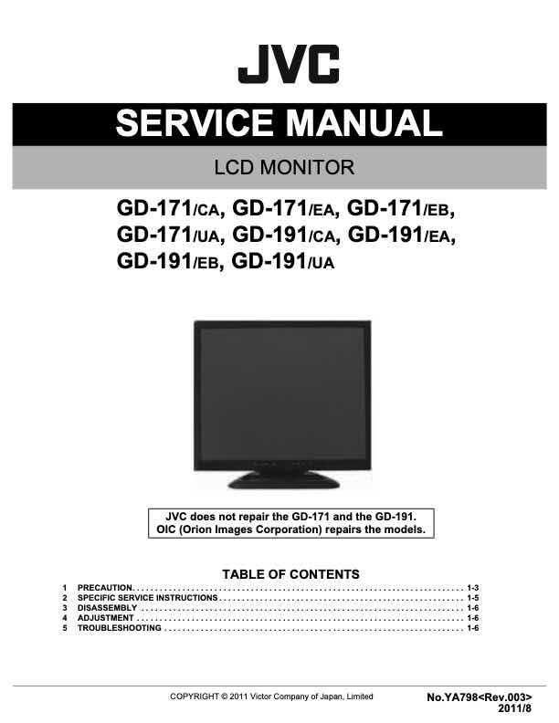 JVC GD-191 technical manual preview
