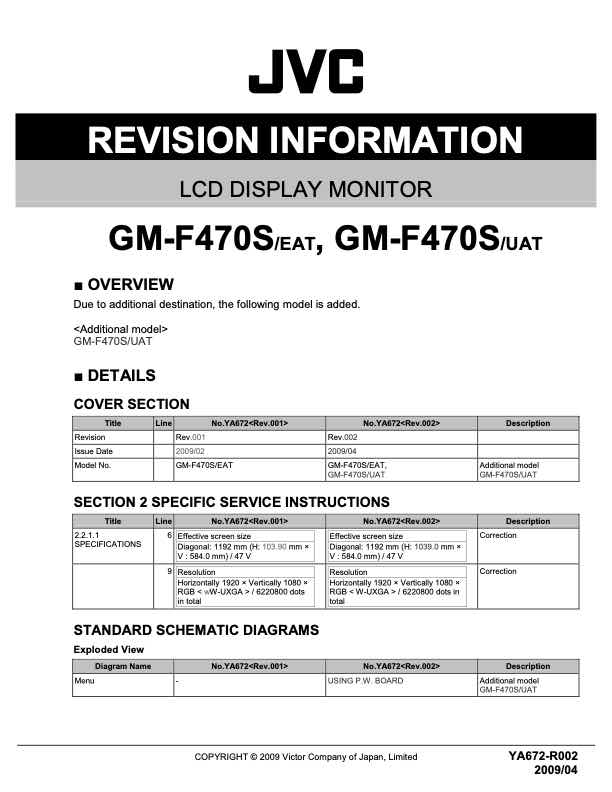 JVC GM-F470S technical manual preview