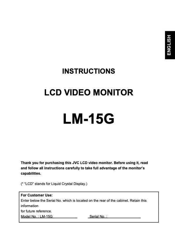 JVC LM-15G technical manual preview
