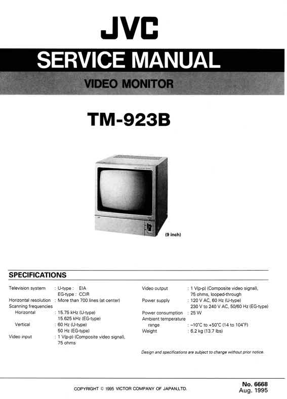 JVC TM-923B technical manual preview