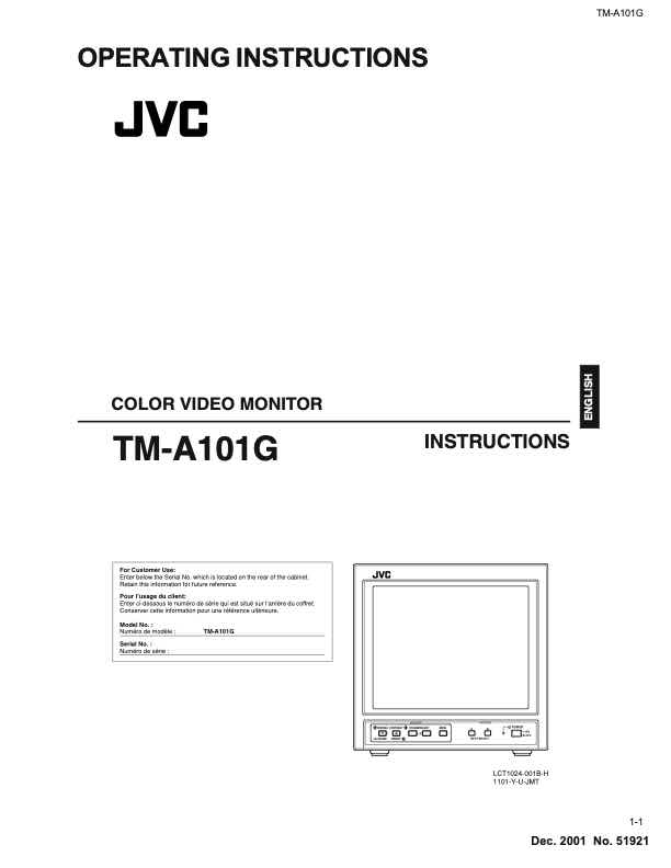 JVC TM_A101E technical manual preview