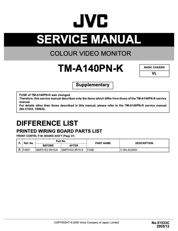 JVC TM_A140PN-K technical manual preview