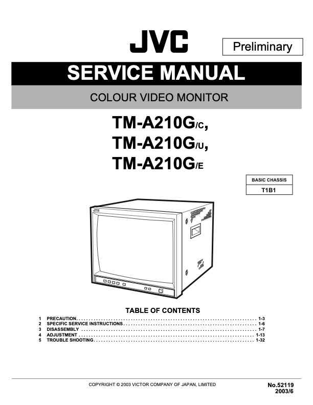 JVC TM_A210GE_tentative technical manual preview