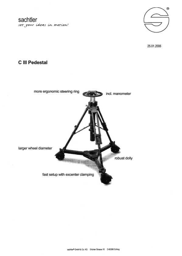 Sachtler Pedestal C III technical manual preview