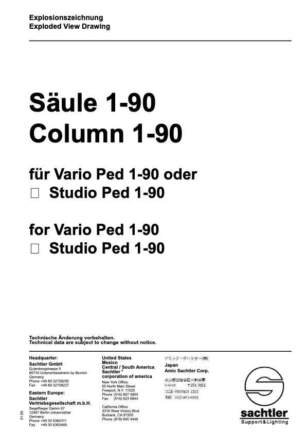 Sachtler Vario Ped 1-90 technical manual preview