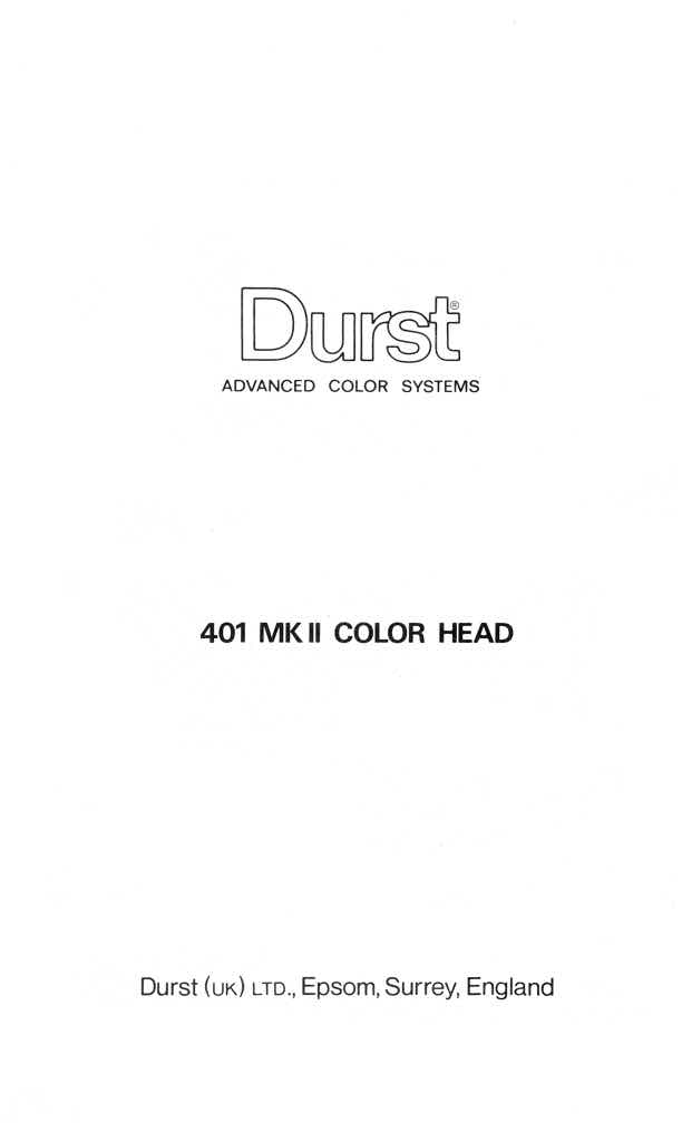 Durst 401 technical manual preview