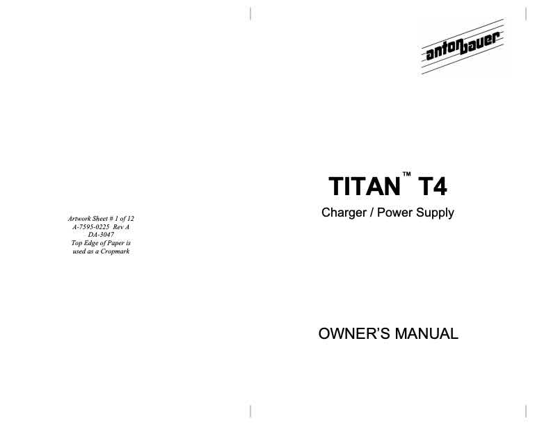 Anton Bauer T4 technical manual preview