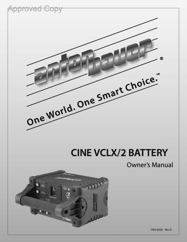 Anton Bauer VCLX technical manual preview