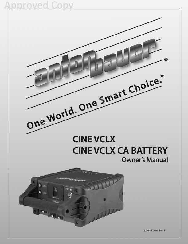 Anton Bauer VCLX technical manual preview