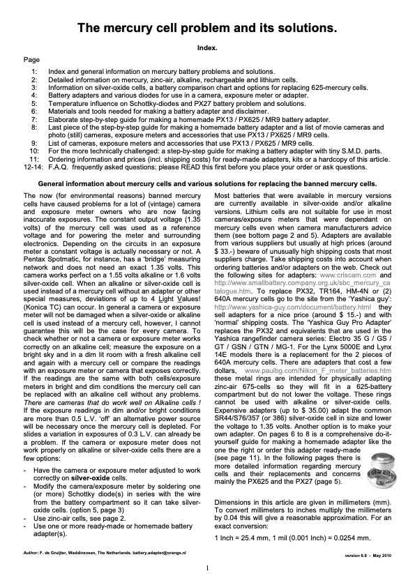 Mercury Battery Adapters technical manual preview