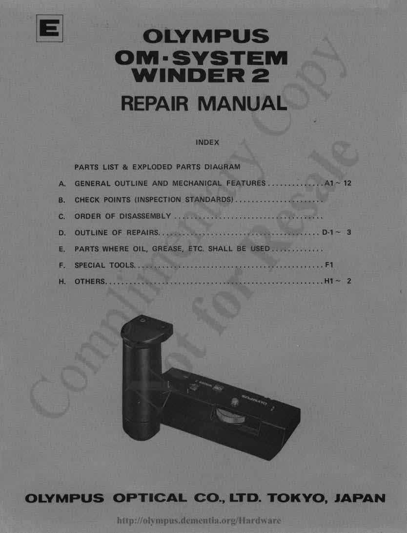 Olympus Winder 2 technical manual preview