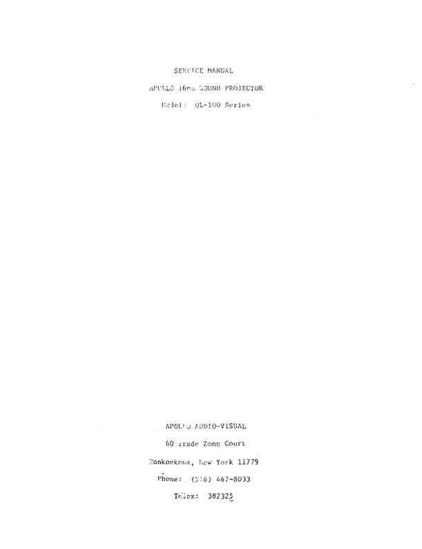 Apollo QL-100 technical manual preview