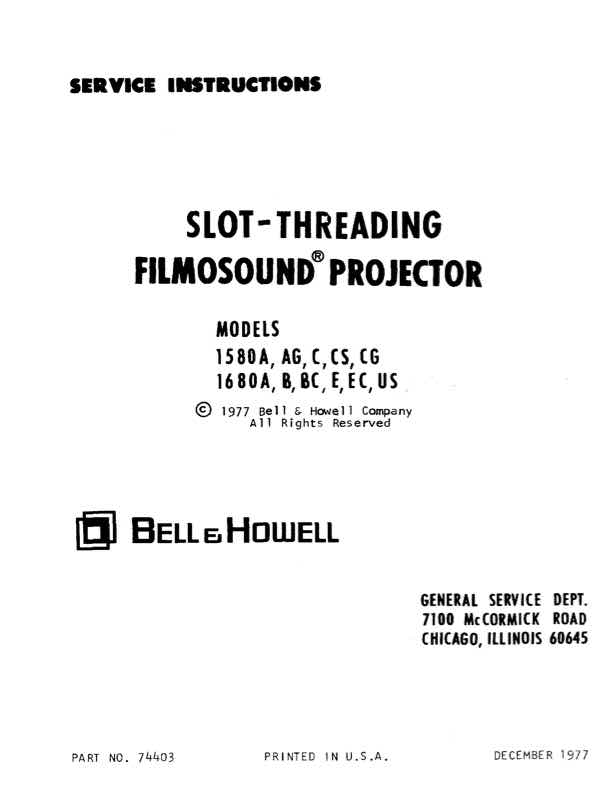 Bell & Howell 1580 technical manual preview