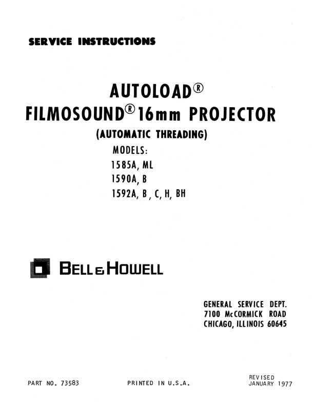 Bell & Howell 1585 technical manual preview