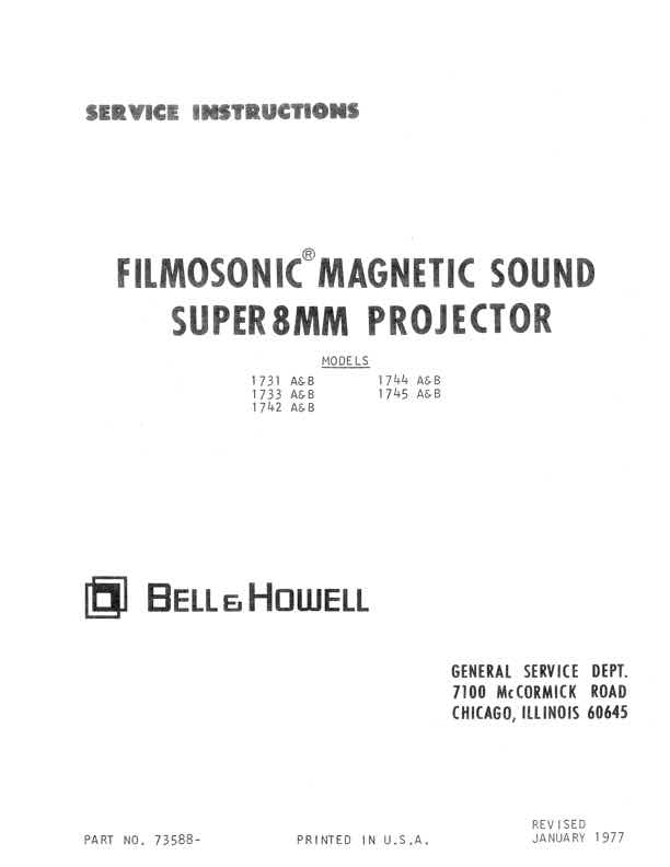 Bell & Howell 1731 technical manual preview