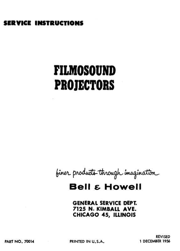 Bell & Howell 179-185 technical manual preview