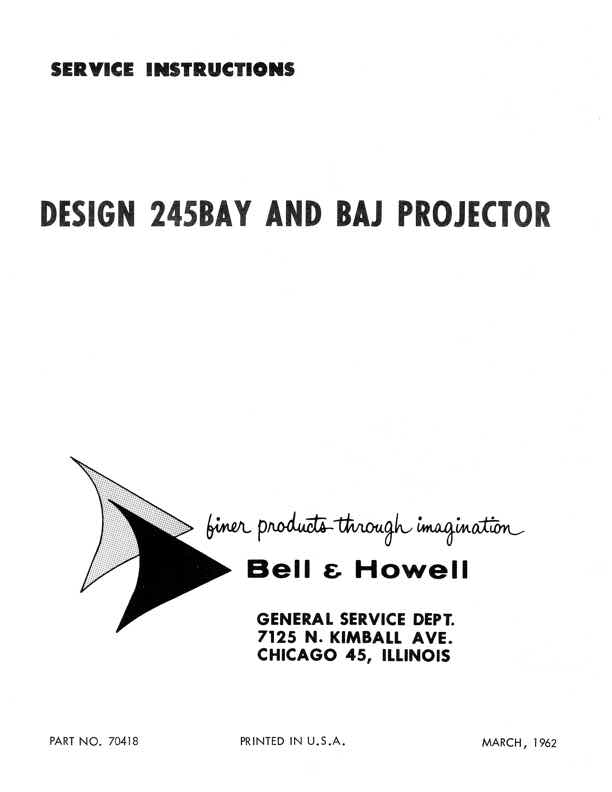 Bell & Howell 245 technical manual preview