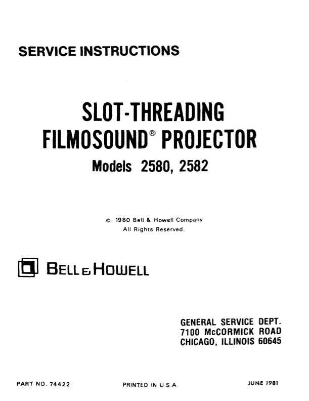 Bell & Howell 2580 technical manual preview