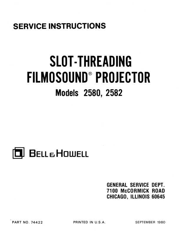 Bell & Howell 2580 technical manual preview