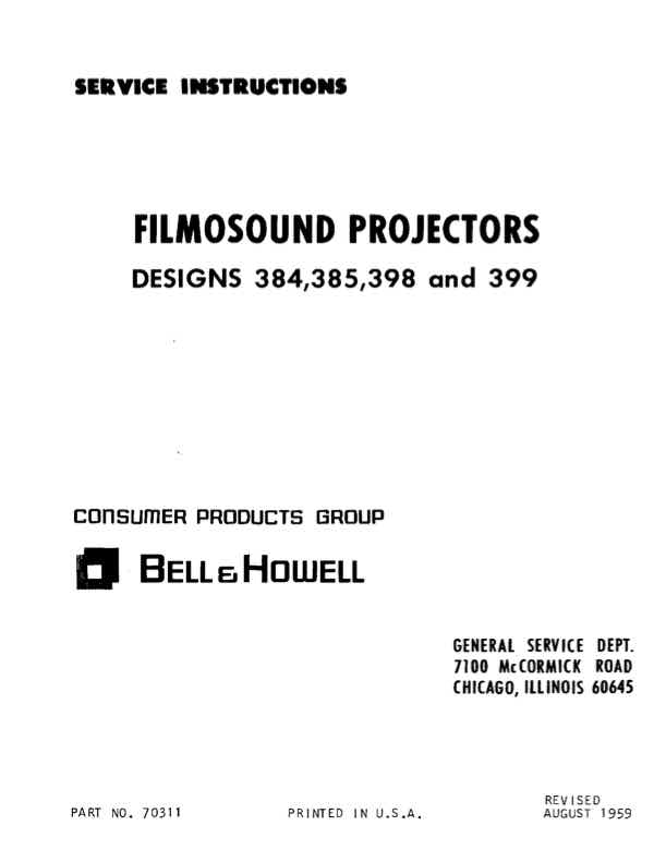 Bell & Howell 384-399 technical manual preview