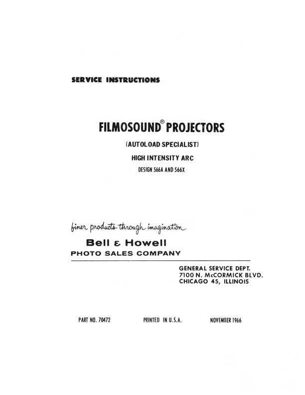 Bell & Howell 566 technical manual preview