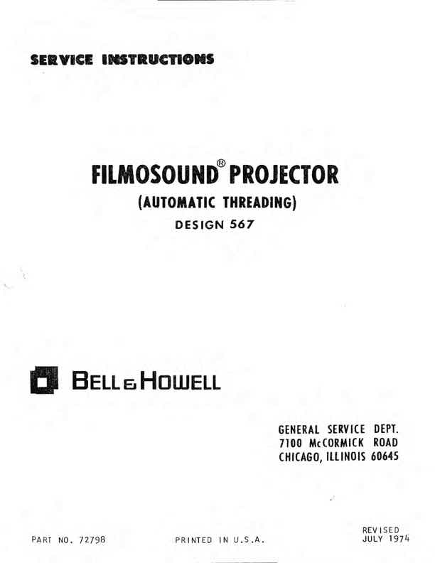 Bell & Howell 567 technical manual preview