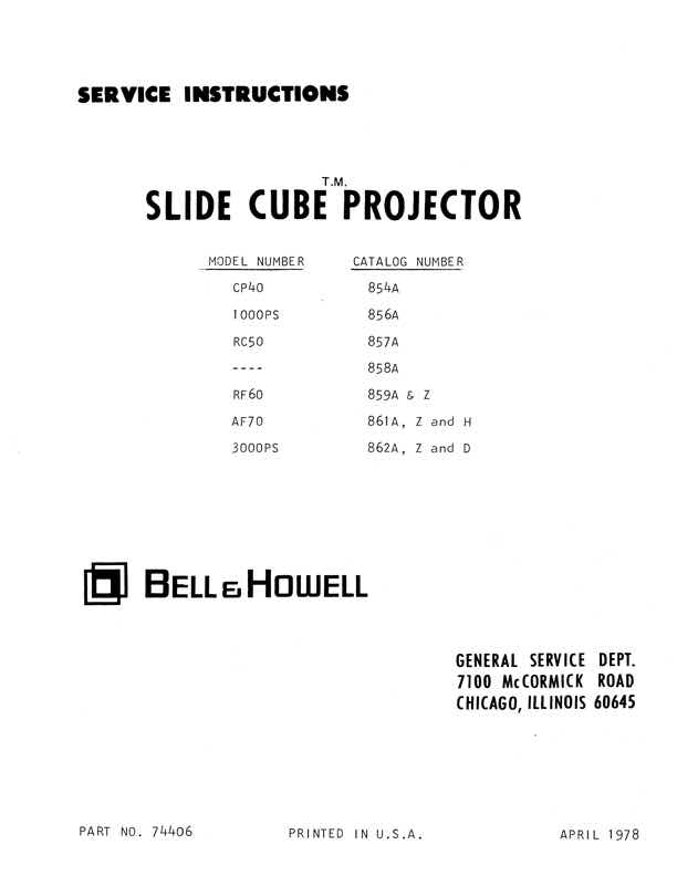 Bell & Howell 854 technical manual preview