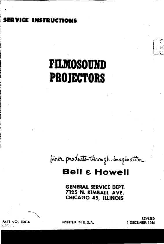 Bell & Howell Filmosound technical manual preview