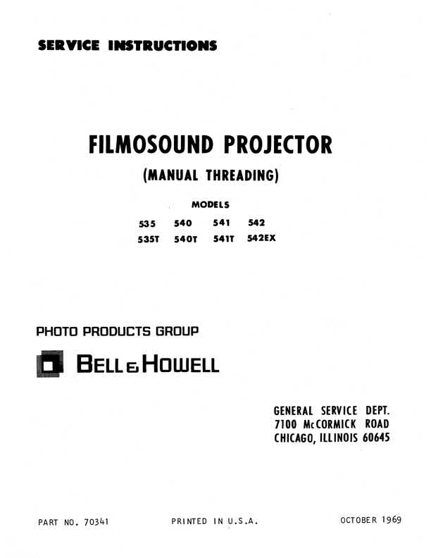 Bell & Howell Filmosound technical manual preview