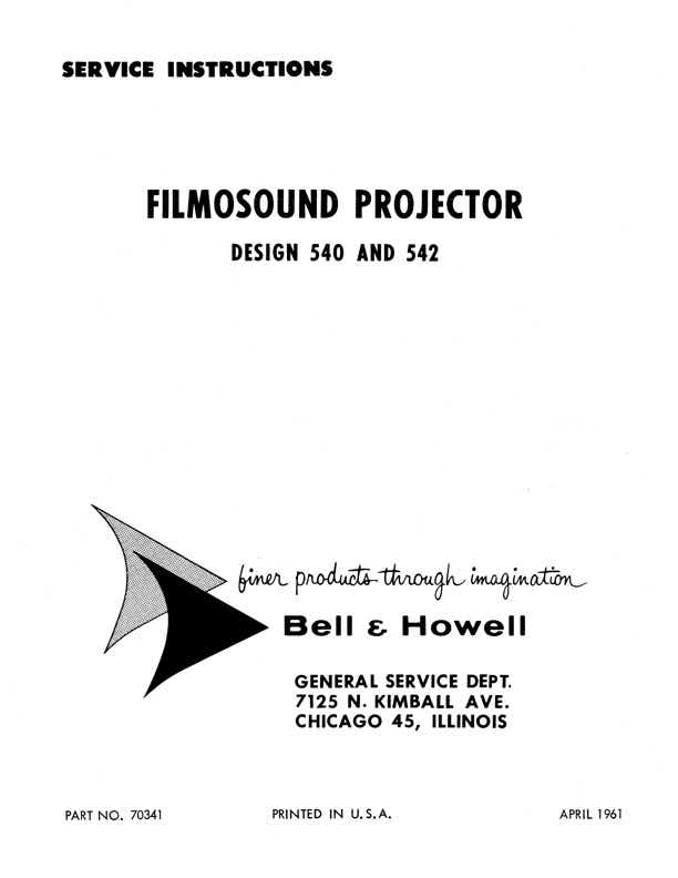 Bell & Howell Filmosound technical manual preview