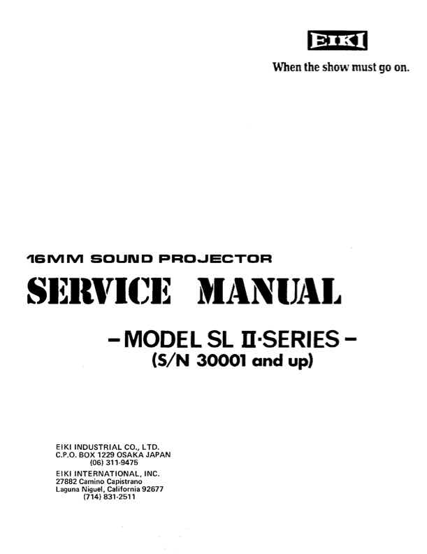 EIKI SL-II technical manual preview