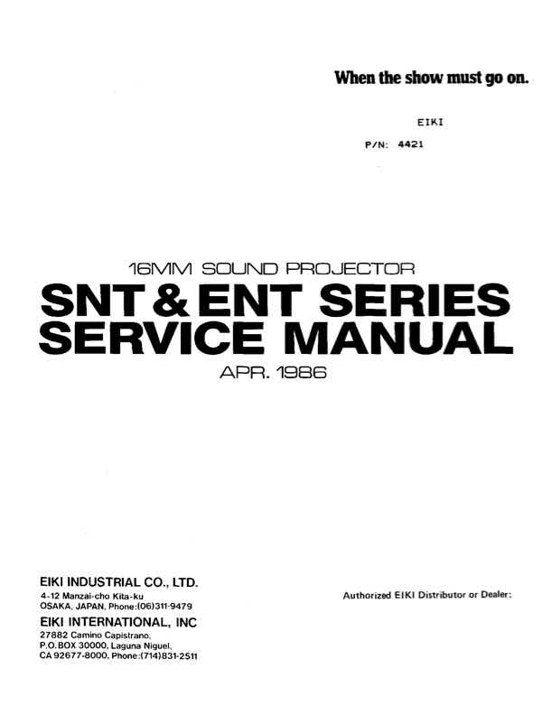 EIKI SNT technical manual preview