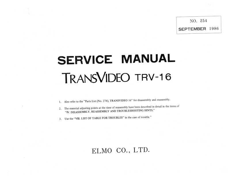 Elmo 16 technical manual preview