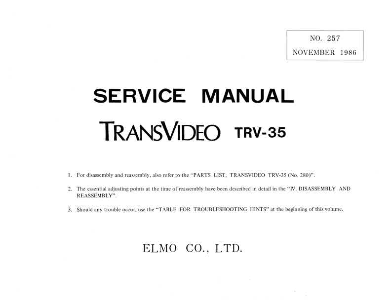 Elmo 35 technical manual preview