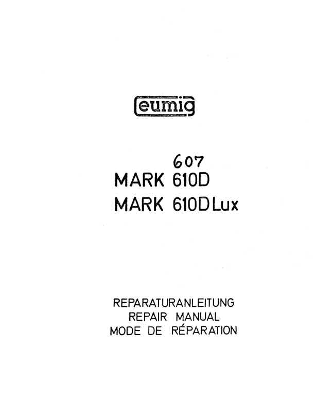 Eumig 607-610 technical manual preview