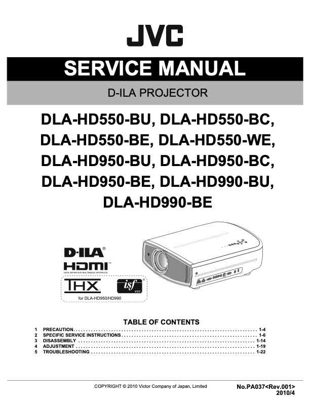 JVC DLA-950 technical manual preview