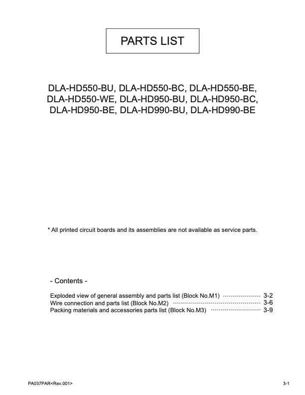 JVC DLA-950 technical manual preview