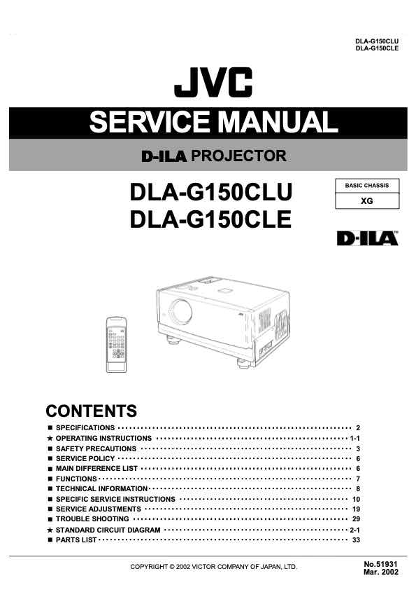 JVC DLA-G150CL technical manual preview
