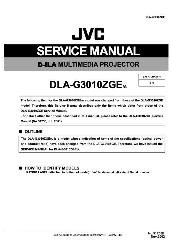JVC DLA-G3010Z technical manual preview