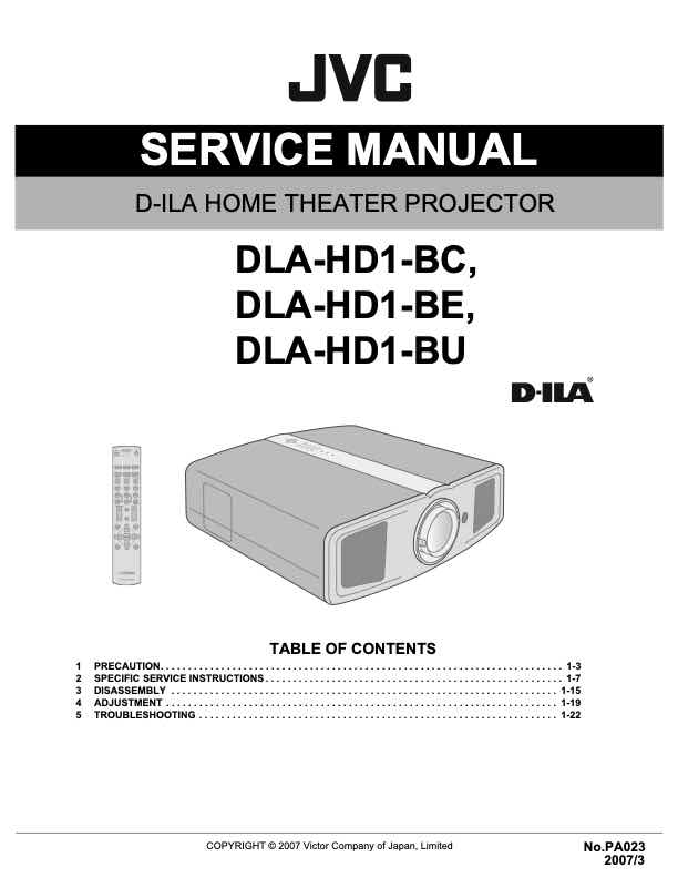 JVC DLA-HD1 technical manual preview