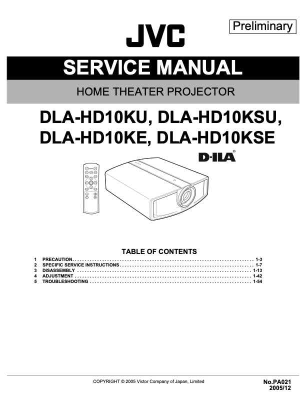 JVC DLA-HD10KE technical manual preview