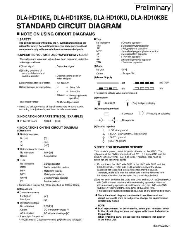 JVC DLA-HD10KE technical manual preview