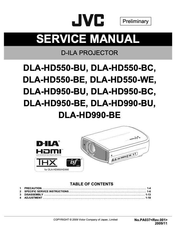 JVC DLA-HD550E technical manual preview