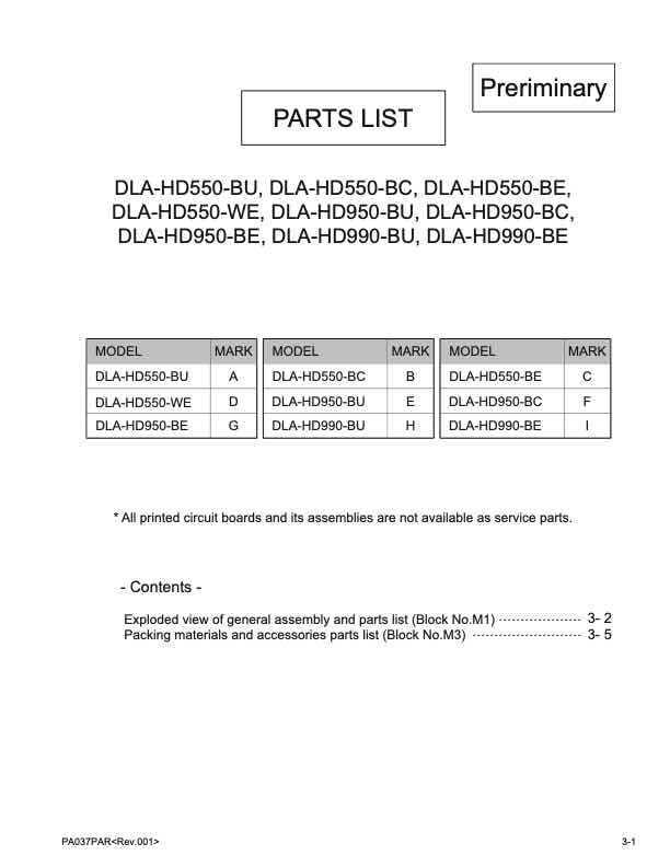 JVC DLA-HD550E technical manual preview