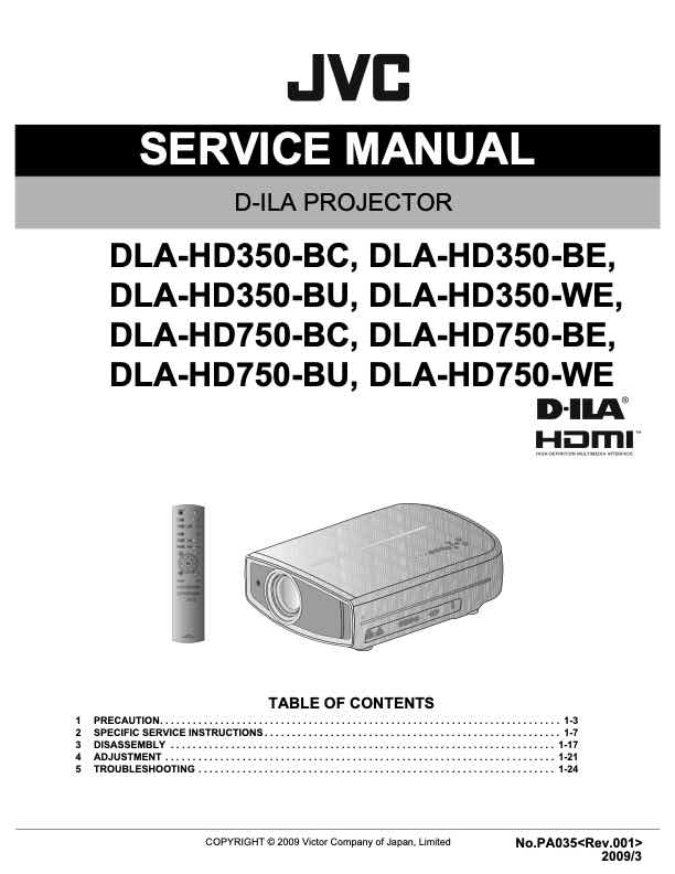 JVC DLA-HD750BE technical manual preview