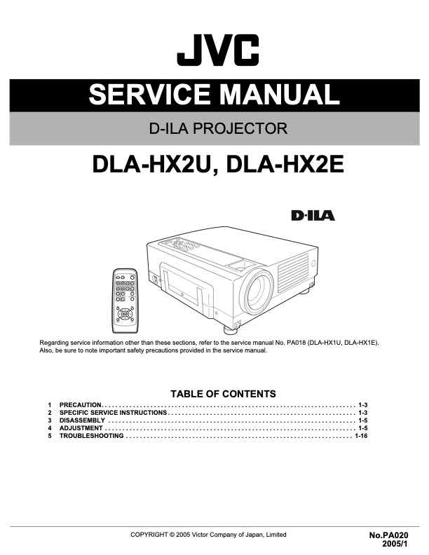 JVC DLA-HX2E technical manual preview