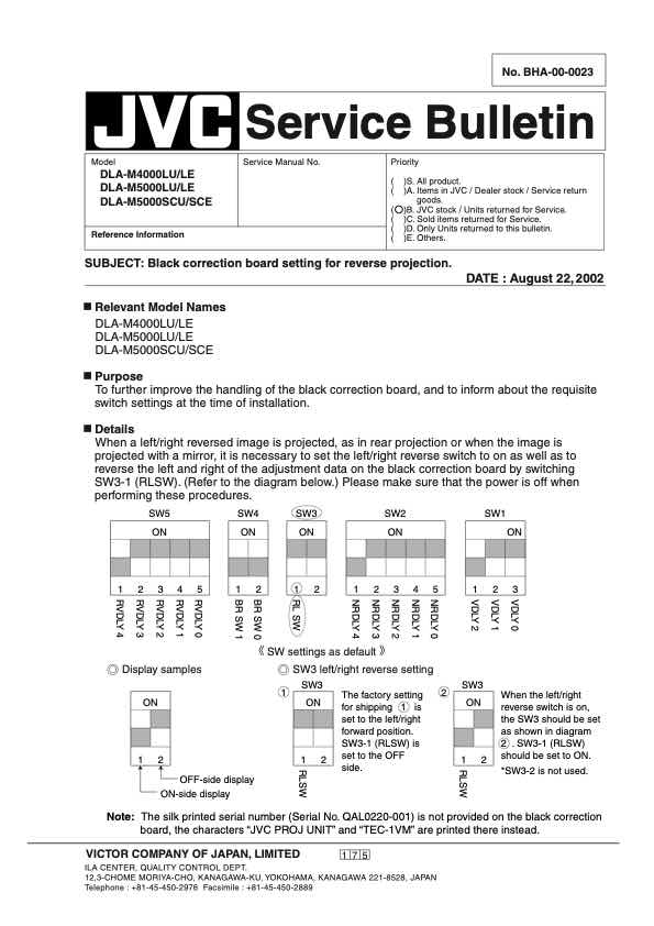 JVC DLA-M4000LE technical manual preview